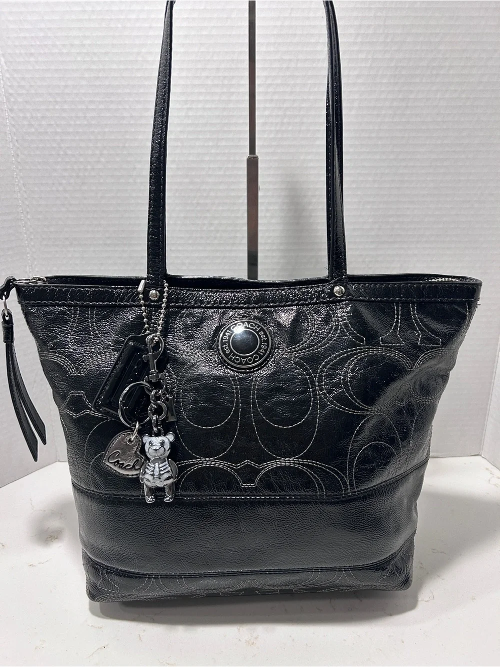 Coach Black Patent Leather Tote